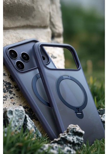 Apple iPhone 17 Pro Max O Stand Spin Serisi Magsafe Kılıf - Lacivert indirimleri
