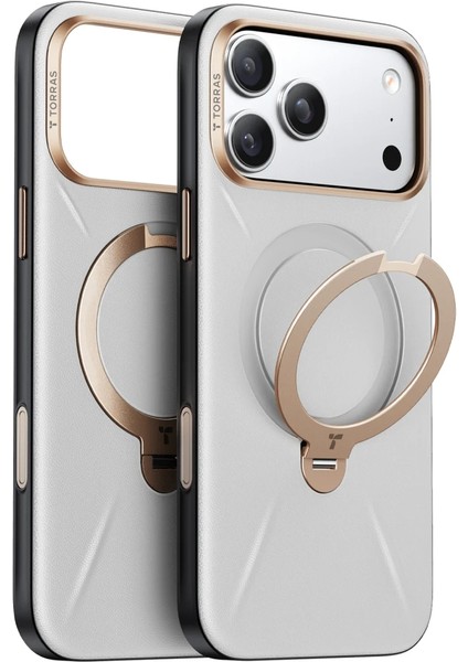 Apple iPhone 17 Pro Max O Stand Spin Vegskin Serisi Magsafe Kılıf - Gri