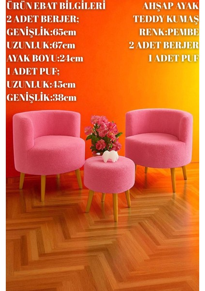 Manolya Berjer Seti Ikili Koltuk ve Puf Takımı Oturma Odası Balkon Alon Ofis 3'lü Takım fiyatları