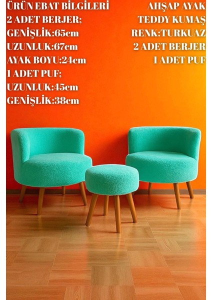 Manolya Berjer Seti Ikili Koltuk ve Puf Takımı Oturma Odası Balkon Alon Ofis 3'lü Takım fiyatları