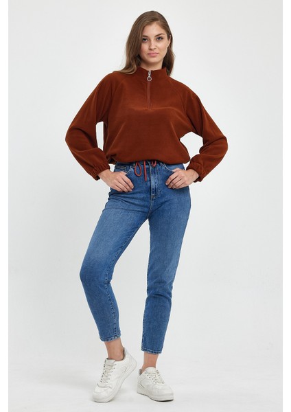 Süperlife Kadın Rahat Kalıp Softech Polar Yarım Fermuarlı Sweatshırt SPR24PWK99 fırsatları