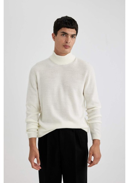 Standart Fit Normal Kesim Balıkçı Yaka Basic Düz Triko Kazak B9708AX24SP