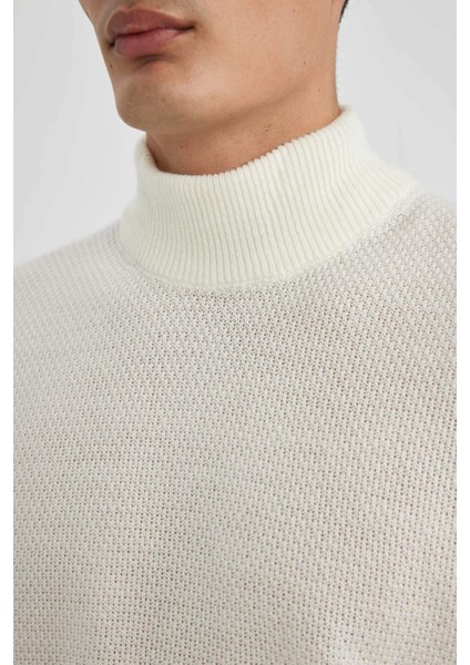 Standart Fit Normal Kesim Balıkçı Yaka Basic Düz Triko Kazak B9708AX24SP