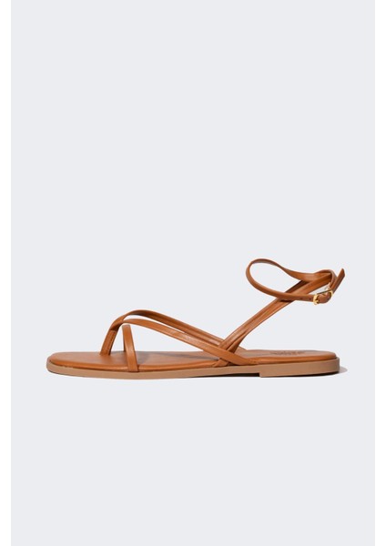 Kadın Bağcıklı Düz Taban Suni Deri Sandalet B8500AX24SM