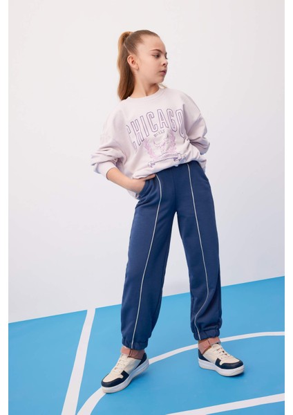Kız Çocuk Loose Fit Beli Bağcıklı Lastikli Paça Cepli Jogger Eşofman Altı C0309A824SP