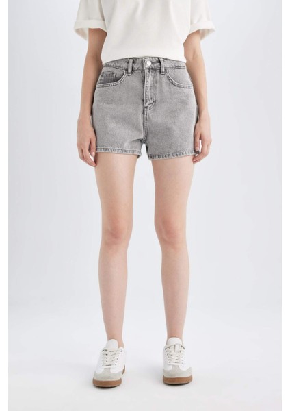 Mom Fit Yüksek Bel Jean Şort C0689AX24HS