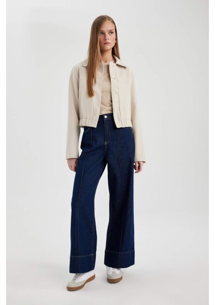 Polo Yaka Düz Çıtçıtlı Mevsimlik Bomber Mont Ceket B8601AX24SP