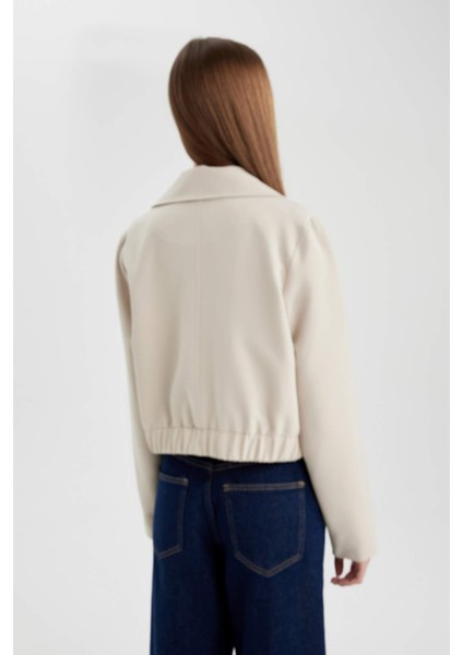 Polo Yaka Düz Çıtçıtlı Mevsimlik Bomber Mont Ceket B8601AX24SP