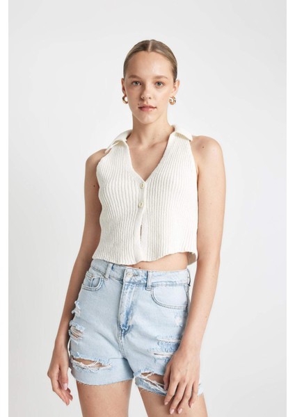 Mom Fit Yüksek Bel Paça Ucu Kesik Jean Şort C0680AX24HS