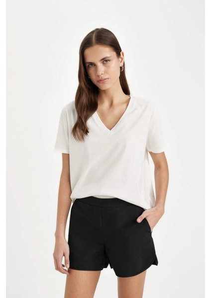 Regular Fit Deniz Şortu-Fall in Love T5639AZ24SM