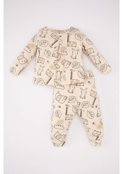 Kız Bebek Desenli Uzun Kollu Pijama Takımı B9238A524SP