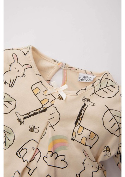 Kız Bebek Desenli Uzun Kollu Pijama Takımı B9238A524SP