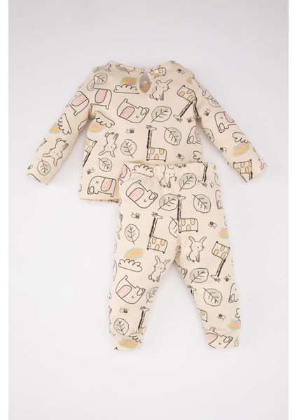 Kız Bebek Desenli Uzun Kollu Pijama Takımı B9238A524SP