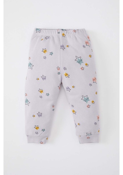Kız Bebek Yıldız Desenli Uzun Kollu Waffle Pijama Takımı C0660A524SP
