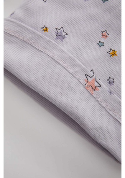 Kız Bebek Yıldız Desenli Uzun Kollu Waffle Pijama Takımı C0660A524SP