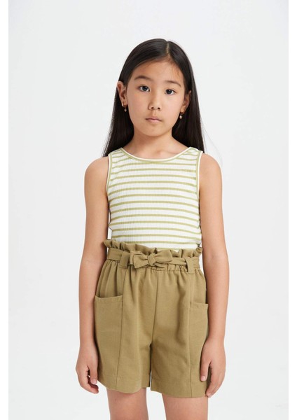 Kız Çocuk Cepli Paperbag Şort