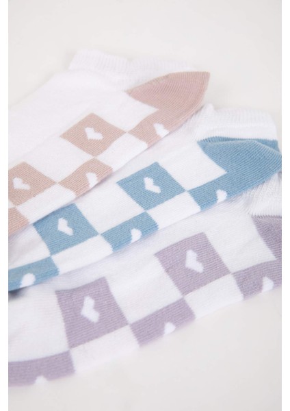 Kadın 3'lü Pamuklu Patik Çorap B6032AXNS