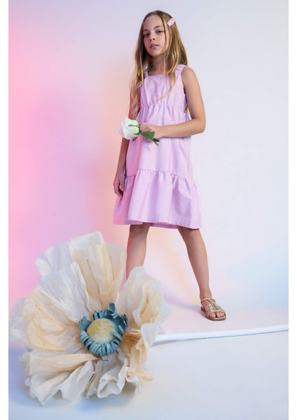 Kız Çocuk Poplin Askılı Elbise B4476A824SM