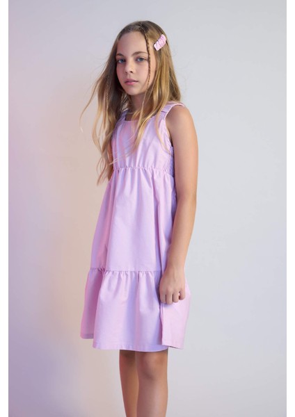 Kız Çocuk Poplin Askılı Elbise B4476A824SM