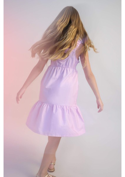 Kız Çocuk Poplin Askılı Elbise B4476A824SM