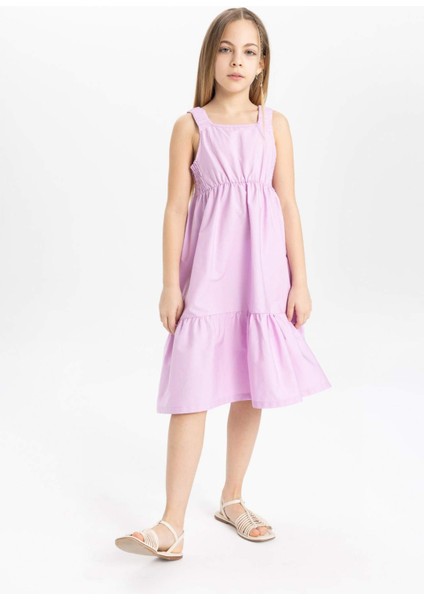 Kız Çocuk Poplin Askılı Elbise B4476A824SM