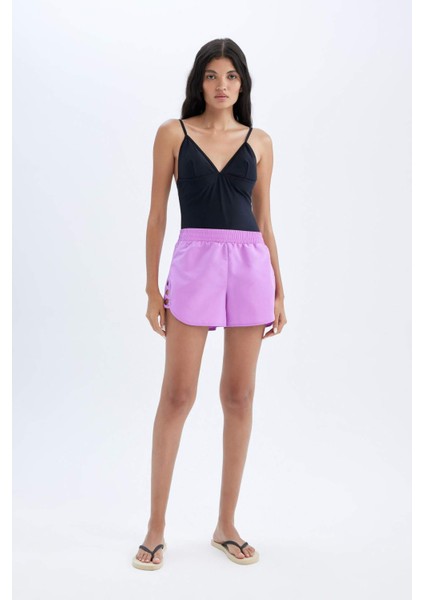 Regular Fit Deniz Şortu-Fall in Love B7210AX24SM