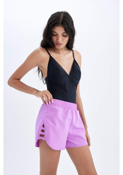 Regular Fit Deniz Şortu-Fall in Love B7210AX24SM