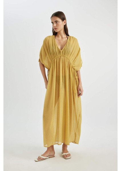 Regular Fit Pamuklu Plaj Elbisesi-Fall in Love B7516AX24SM