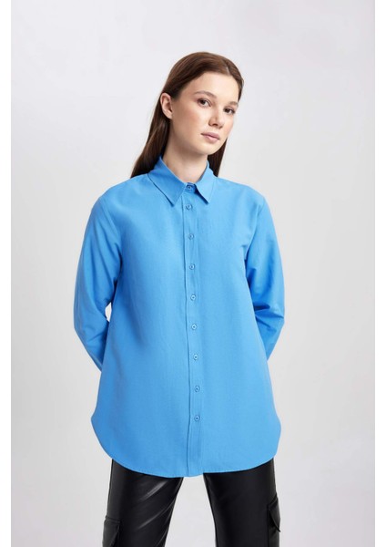 Relax Fit Poplin Uzun Kollu Gömlek Tunik B8314AX24SP