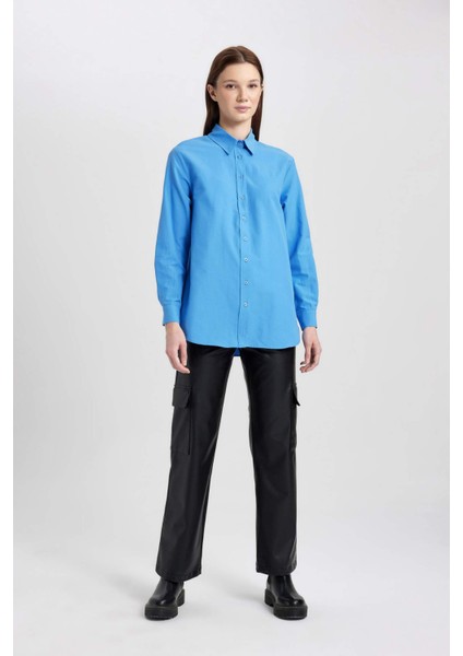 Relax Fit Poplin Uzun Kollu Gömlek Tunik B8314AX24SP