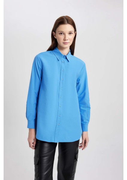 Relax Fit Poplin Uzun Kollu Gömlek Tunik B8314AX24SP