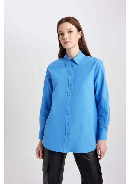 Relax Fit Poplin Uzun Kollu Gömlek Tunik B8314AX24SP