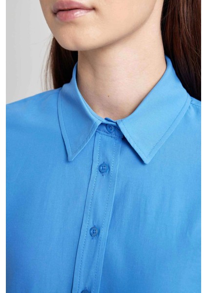 Relax Fit Poplin Uzun Kollu Gömlek Tunik B8314AX24SP