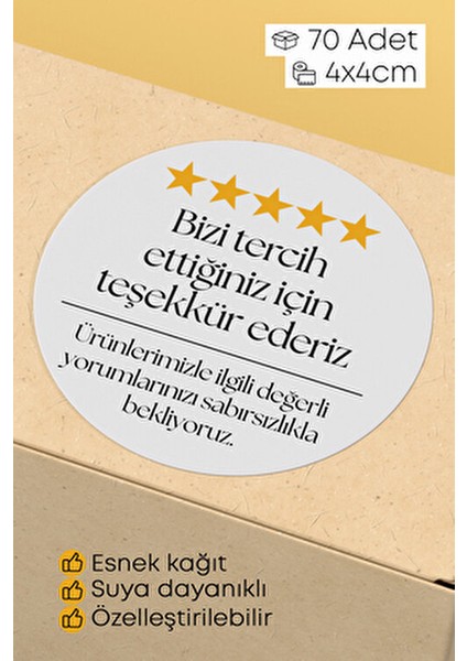 Sticker Paketleme Kargo Ambalaj Etiketi - 4X4CM 70 Adet
