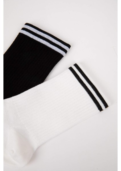 Kadın 2'li Bambu Soket Çember Desenli Çorap C0824AXNS