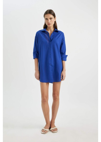 Regular Fit Pamuklu Plaj Gömleği-Fall in Love W8241AZ24SM