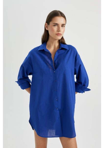 Regular Fit Pamuklu Plaj Gömleği-Fall in Love W8241AZ24SM