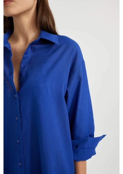 Regular Fit Pamuklu Plaj Gömleği-Fall in Love W8241AZ24SM