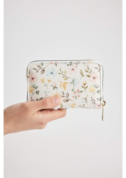 Kadın Çiçek Desenli Suni Deri Cüzdan