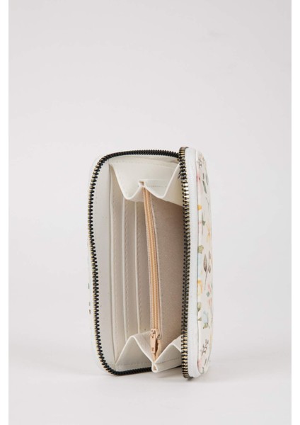 Kadın Çiçek Desenli Suni Deri Cüzdan