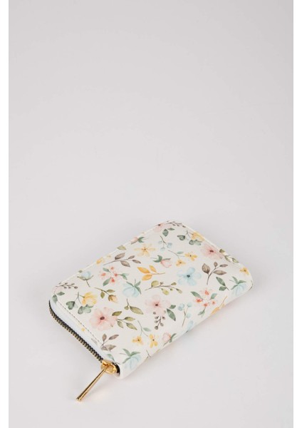 Kadın Çiçek Desenli Suni Deri Cüzdan
