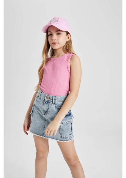 Kız Çocuk Bisiklet Yaka Basic Düz Atlet Z7815A624HS