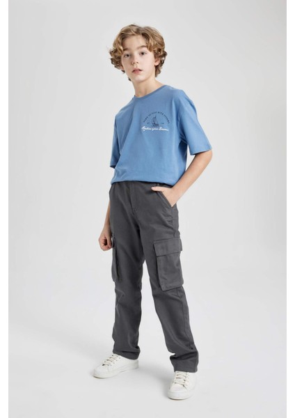 Erkek Çocuk Kargo Fit Standart Paça Twill Pantolon B7162A824SP