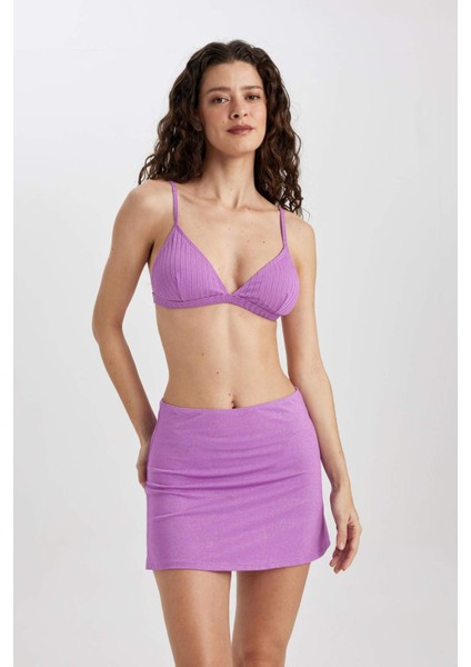 Parlak Kumaş Mini Plaj Eteği-Fall in Love B0628AX24SM