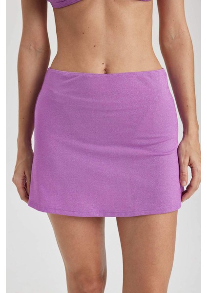 Parlak Kumaş Mini Plaj Eteği-Fall in Love B0628AX24SM