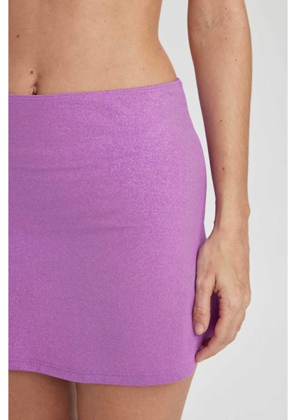 Parlak Kumaş Mini Plaj Eteği-Fall in Love B0628AX24SM