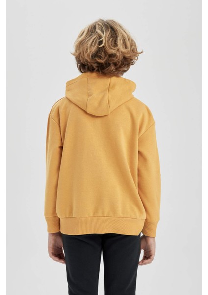 Erkek Çocuk Oversize Geniş Kalıp Kapüşonlu Baskılı Sweatshirt B7104A824SP