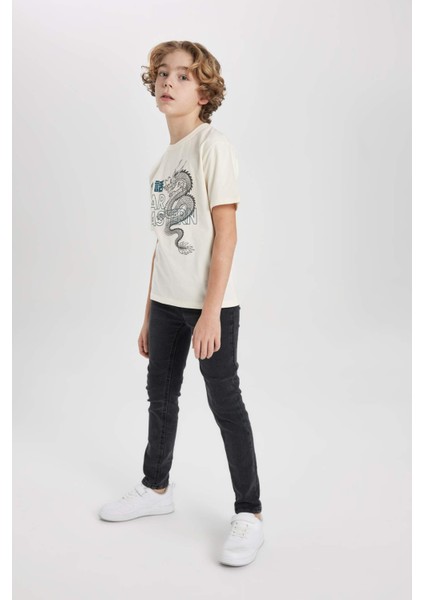 Erkek Çocuk Bisiklet Yaka Baskılı Kısa Kollu Tişört C0954A824SM