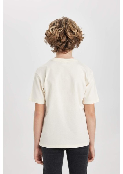 Erkek Çocuk Bisiklet Yaka Baskılı Kısa Kollu Tişört C0954A824SM