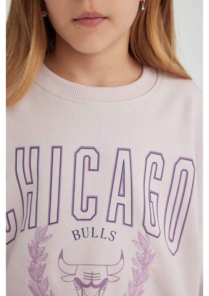 Kız Çocuk NBA Chicago Bulls Oversize Geniş Kalıp Bisiklet Yaka Sweatshirt C0802A824SP